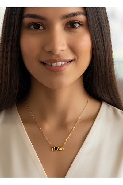 BANEDETTA Gold Color Trend I Love You Written in 100 Languages Love Steel Necklace New Season with Gold Color Chain