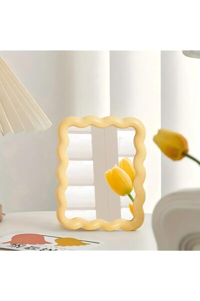 Generic Tazweeq Wave Shaped Table Desk Vanity Makeup Mirror, Portable Folding...