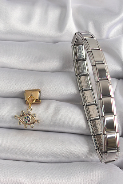 Skygo 316L Steel Gold Color Hanging Zircon Stone Eye Model Nomination Charm - Tj-Bc1195