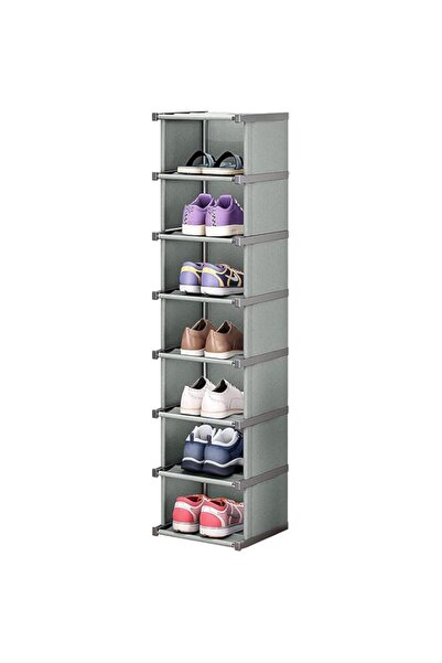 Generic رف أحذية طويل ضيق مكون من 8 طبقات منظم أحذية يوفر المساحة رف أحذية عمودي ضيق قابل للتكديس