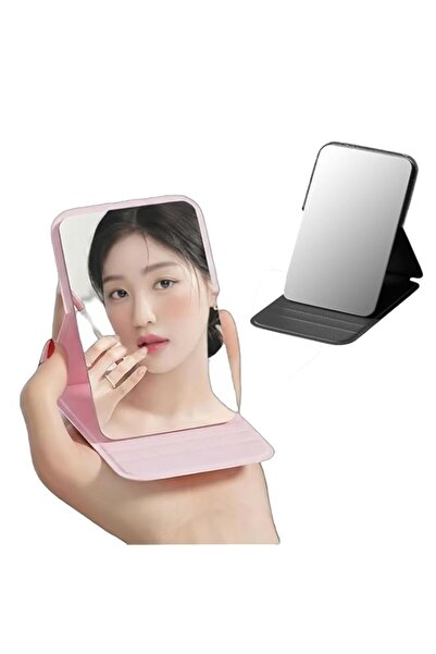 Generic 2 Pack Mini Portable Makeup Mirrors - Foldable Desktop Mirror with Leather Case, HD Anti-Distortion