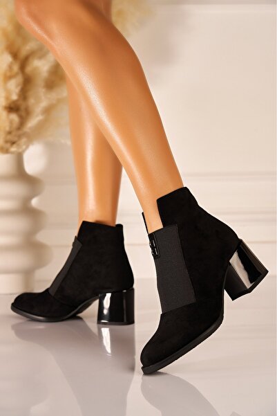 Joana Κομψά μαύρα σουέτ μποτάκια - Μοντέρνα & ζεστά με τακούνι 6cm