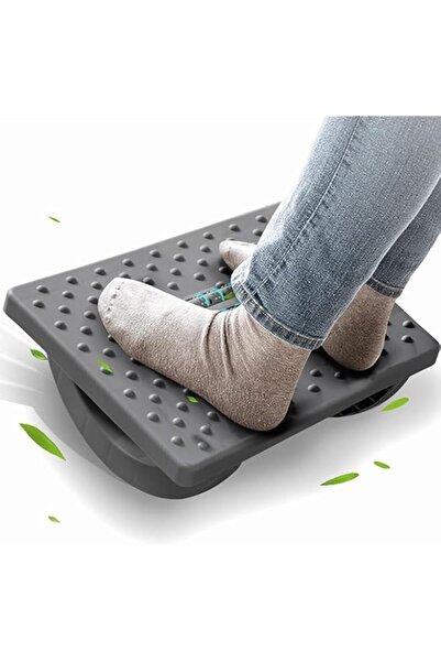 Generic مسند قدم رمادي من Tazweeq للاستخدام تحت المكتب في العمل، مساند قدم مريحة للاستخدام تحت المكتب، قابلة للتأرجح