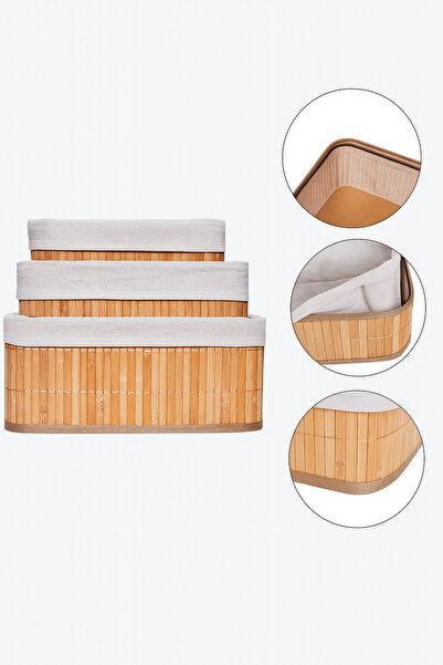 Mode Cool Set de cutii de depozitare din bambus natural și țesături – Soluție de depozitare elegantă, durabilă și ordonată