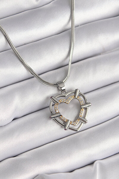 Skygo 316L Steel Silver Color Italian Chain Mix Color Zircon Stone Detail Heart Model Women's Necklace - Tj-Bko9600