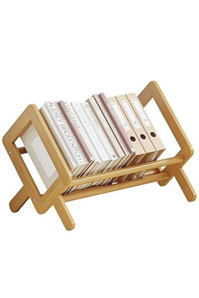 Generic رف كتب مكتبي صغير الحجم من الخيزران - منظم كتب صديق للبيئة مع لوحة خلفية | سهل التركيب
