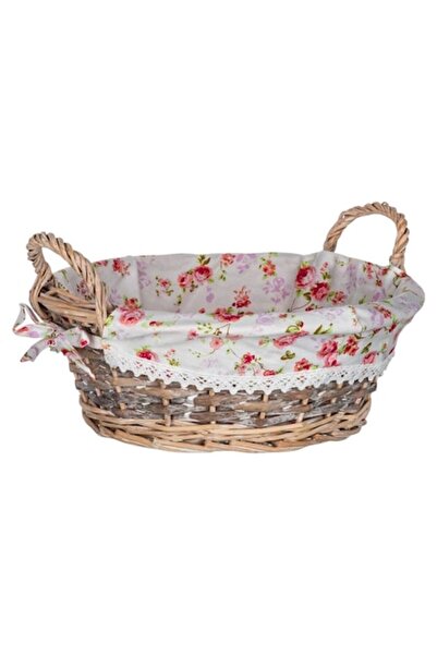 BANQUET Coș de pâine din răchită, căptușit cu material textil și margini fest...