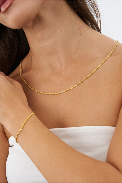 ÇAĞLAYAN KUYUMCULUK 14 Ayar İnce Halat Burgu Kolye Bileklik Takım