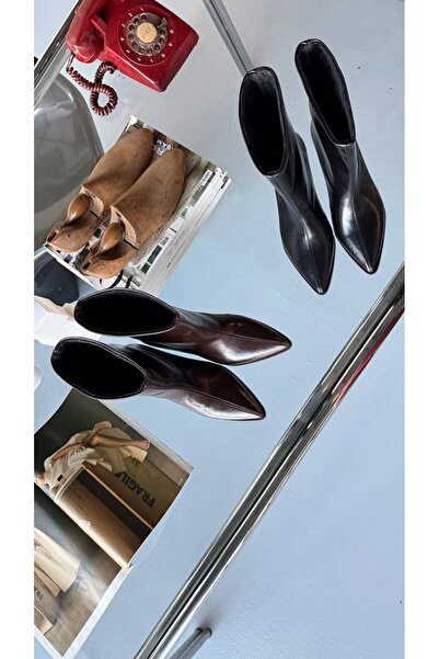 cevaplus Kadın Acı Kahve İnce Kısa Topuklu Bot