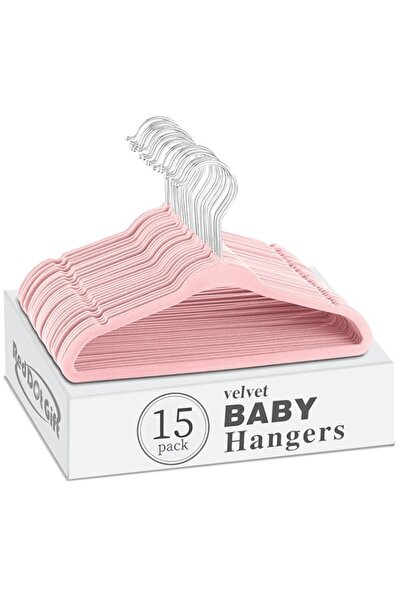 Generic مجموعة هدايا ريد دوت® من 15 شماعة مخملية للأطفال مقاس 11 بوصة - شماعات ملابس أطفال مانعة للانزلاق