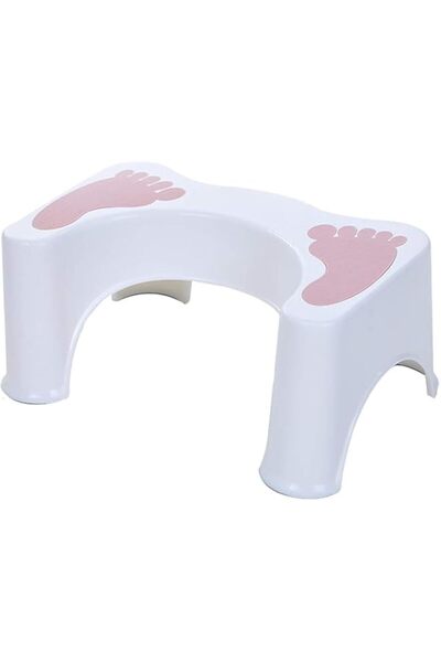 Generic كرسي حمام مانع للانزلاق من يو ويل، مسند قدم للحمام لتحسين حركة الأمعاء (أبيض وأزرق، 1