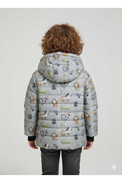 DUBLİNO KİDS New Patterned Ka Hooded U and Windproof Boy's Coat with Fur Inside