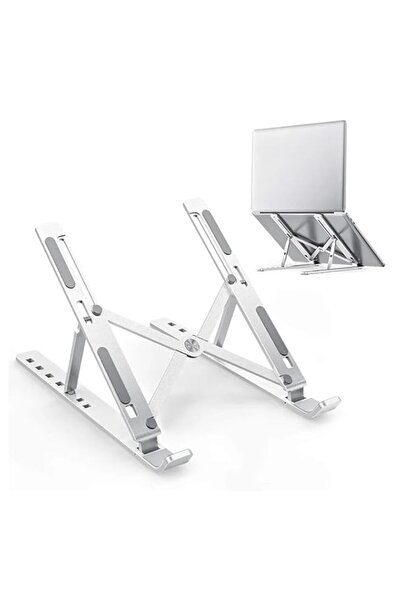 Generic حامل كمبيوتر محمول مريح - حامل من الألومنيوم قابل للتعديل بـ 7 ارتفاعات، حامل كمبيوتر محمول قابل للطي للمكتب، متين