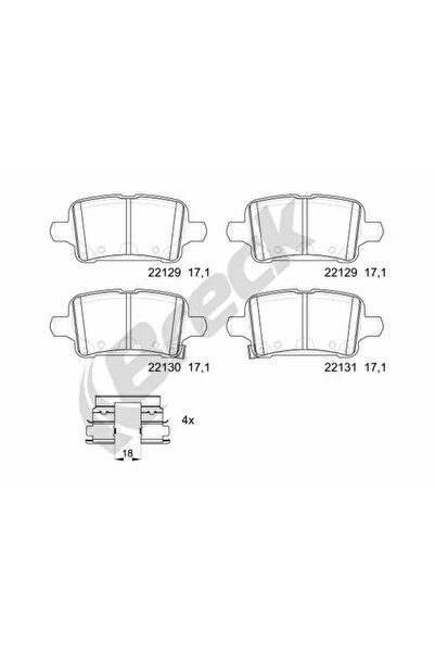 BRECK Комплект спирачни накладки за дискови спирачки Opel Astra K Vauxhall As...