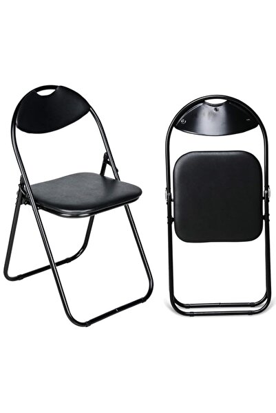 Generic كرسي نيكسي القابل للطي والمبطن من الجلد الصناعي للاستخدام المنزلي والمكتب وتناول الطعام (أسود، كرسي واحد)