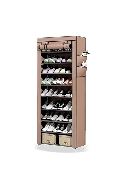 Generic صندوق تخزين أحذية سولفار، ١٠ طبقات، يتسع لـ ٢٧ زوجًا | خزانة أحذية قابلة للطي مع غطاء | P