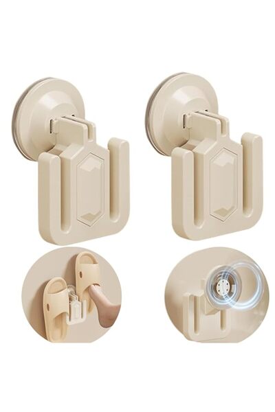 Generic رف نعال أغامينو بأكواب شفط، عبوة من قطعتين من رف النعال المثبت على الحائط، رف نعال حمام متعدد الوظائف