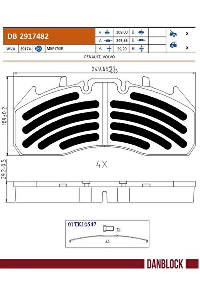 DANBLOCK Set Placute Frana Frana Disc Renault Trucks D Volvo Fm 2/Fmx 2/Fmx 3