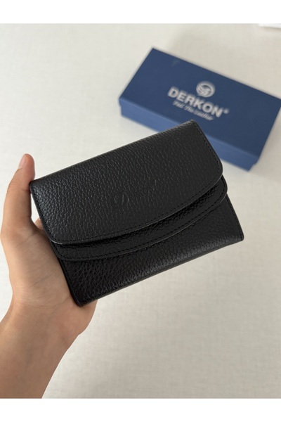 DERKON Hakiki Deri Her Çantaya Sığabilecek Ölçüde Kullanışlı Kadın Cüzdanı Me...