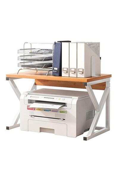 Generic حامل طابعة مكتبي خشبي من Beauenty، منظم مساحة طاولة الطابعة ذو طبقتين (النمط 2)
