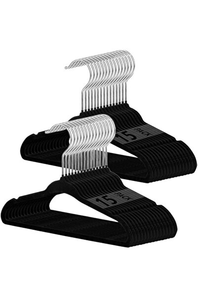 Generic شماعات ملابس مخملية للأطفال من SKY-TOUCH، 15 قطعة، شماعات ملابس أطفال غير قابلة للانزلاق مع خطاف دوار من الكروم 360 درجة، غير قابلة للانزلاق