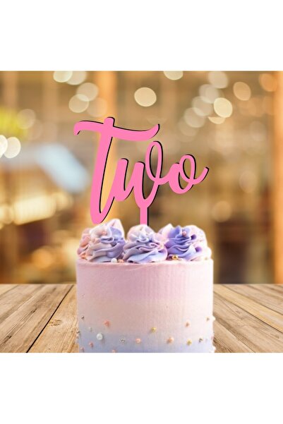 Bloom Atelier Cake Topper Tort, Two, Lemn Vopsit Roz Deschis