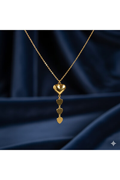 BANEDETTA Gold Color New Season Small Y Model Trend 4 Heart Necklace