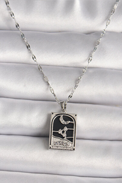 Skygo 316L Steel Silver Color Zircon Stone Moon Figured Taror Model Women's Necklace - Tj-Bko9685