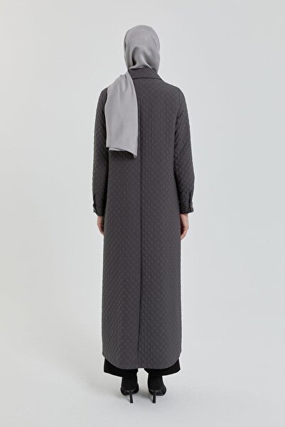 Nihan Large Size Thin Quilted K Double-Breasted Overcoat