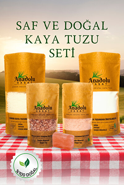 ANADOLU HASAT مجموعة ملح مكونة من 5 قطع - ملح الطعام الكريستالي من كانكيري وا...