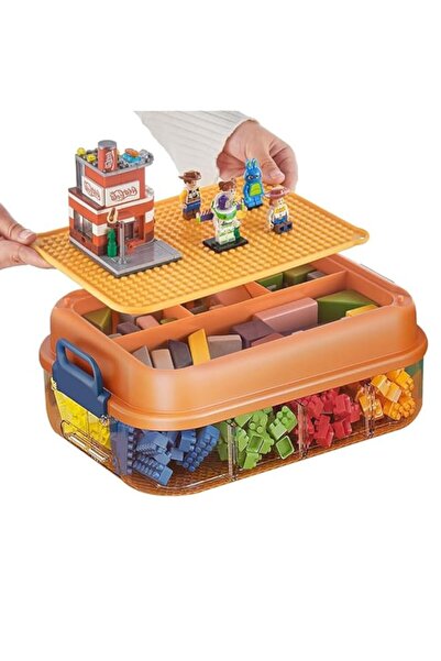 Generic صناديق تخزين منظمة من هانيا®، حاوية تخزين ليجو بوكس (برتقالية، طبقة واحدة)