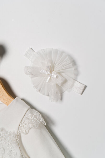 Miniday Baby Kız Bebek Mevlütlük Elbise Dantelli Bandanalı