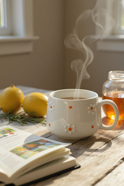 Barbarossa Pastel Daisy Patterned Ceramic Coffee Cup – Handmade Stylish Design