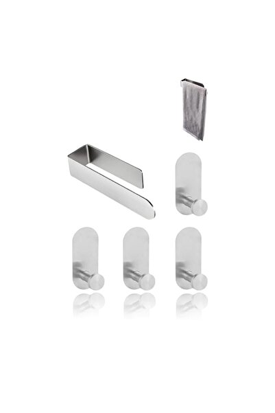 Generic مجموعة قضبان مناشف لاصقة من الفولاذ المقاوم للصدأ من Honwor® - خطافات ذاتية اللصق للتثبيت على الحائط وحامل مناشف للخفاش