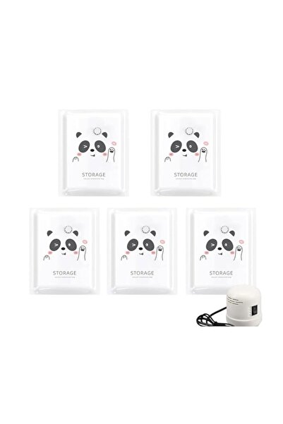 Generic أكياس تخزين مفرغة من الهواء من بوليفيا، عبوة من 5 أكياس تخزين مفرغة من الهواء من باندا مزودة بمضخة كهربائية، قابلة لإعادة الاستخدام و