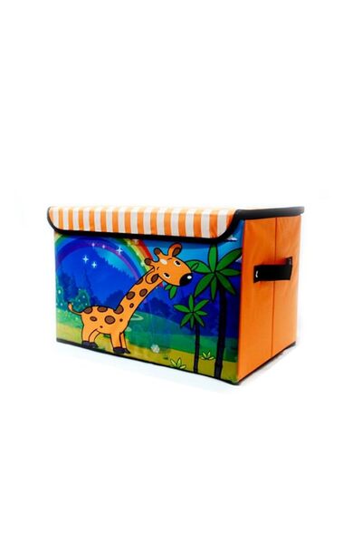 Generic صندوق ألعاب كبير قابل للطي من تارز للأطفال مع غطاء قابل للطي، منظم لتخزين ألعاب الحيوانات من القماش القابل للطي