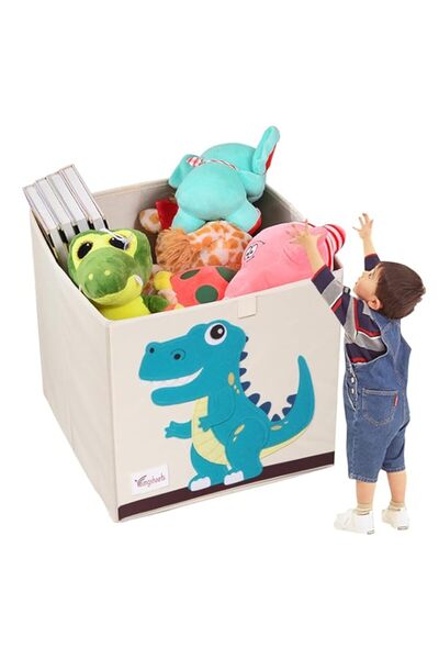 Generic صندوق تخزين بغطاء من هوماركت، صندوق منظم كبير وقابل للطي للعب الأطفال والكتب والملابس، متعدد الاستخدامات