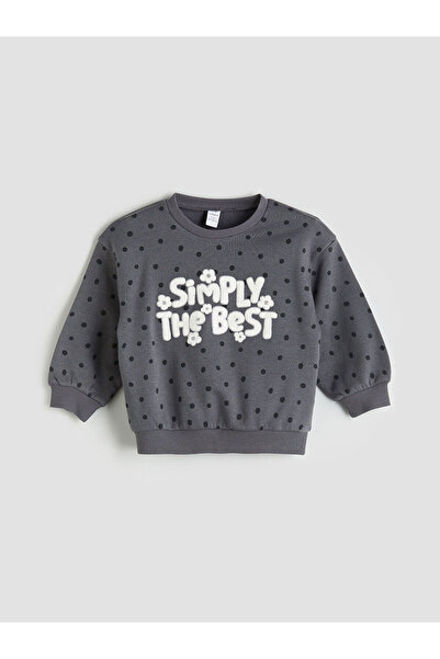 LC Waikiki Vizyon New Season Crew Neck Polka Dot Girls' Sweatshirt