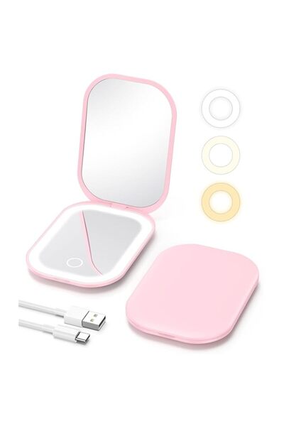 Generic Rechargeable Travel Makeup Mirror with LED Lights and 1X/3X Magnifica...