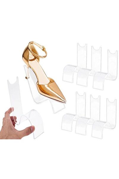 Generic حامل عرض أحذية KWSLIN، 8 قطع، حامل عرض أحذية شفاف من الأكريليك على شكل حرف S، أحذية بكعب عالٍ