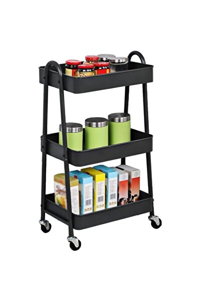 Generic عربة تخزين معدنية ثلاثية الطبقات، منظمة متعددة الاستخدامات، رف، عربة بعجلات