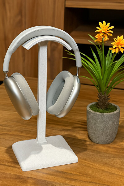 MarselDizayn Dekoratif Gamer Kulaklık Standı - Kulaklık Tutucu - Mermer Beyazı - 24 CM