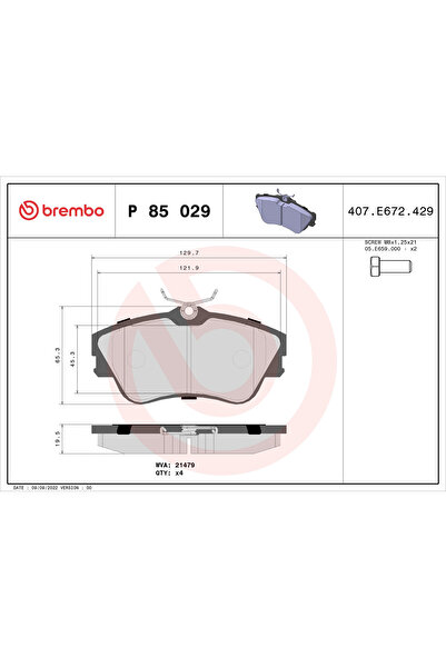Brembo Set Placute Frana Frana Disc Vw California T4 Camper/Transporter T4 Bu...