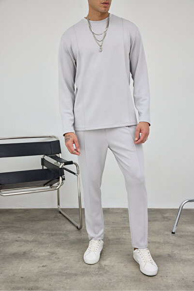 MADZEYMODA Преміум чоловічий модальний одяг з велосипедним коміром, сірий комплект LS-82014