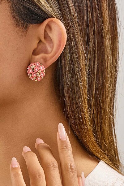 FAYRA ACCESSORIES أقراط على شكل باقة زهور مرصعة بالكريستال