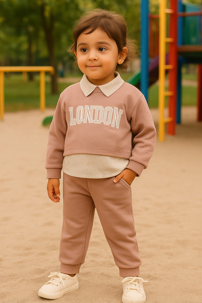 aczagul butik BİR BEDEN BÜYÜK ALIN New 🩷 ACZA Kids London Tasarımlı Kız Çocuk Eşofman Takımı