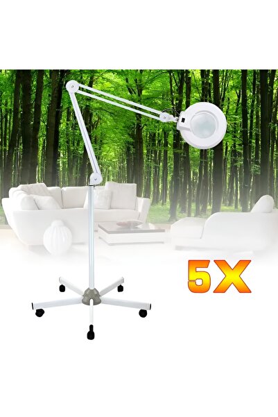 OEM 5X Magnifying Lamp (5 Diopters) for Beauty Salon, 22W Fluorescent, Stand & Clamp - White