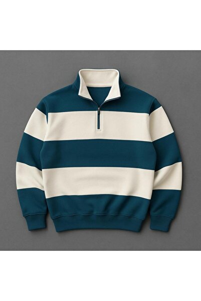Risil-Nu Company Unisex 3 Thread New Season Premium υφασμάτινο μονόχρωμο φούτερ με λαιμόκοψη πόλο
