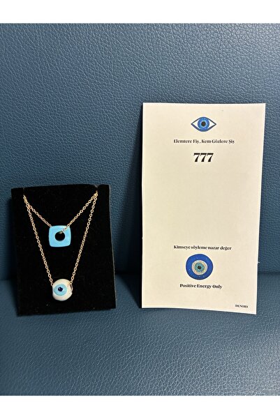 DeNors مجموعة قلادة حجر العين الزرقاء - طقم الحظ المكون من قطعتين