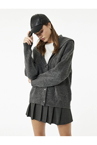 Koton Uzun Kollu Düğmeli Devrik Yaka Triko Hırka